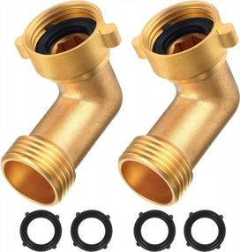 img 4 attached to RAE-2 90 Degree Brass Elbow Garden Water Hose Connector Fittings Adapter Pressure Washers 2 Pcs