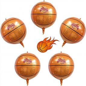 img 4 attached to 22 Inch Basketball Sports Theme Party Balloons Decoration Supplies Basketball Round Sphere 4D Mylar Foil Balloons For Birthday World Game Sports Basketball Theme Party Decoration(5Pcs)