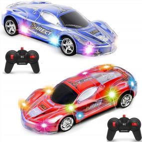 img 4 attached to Haktoys Remote Control Light Up Cars 2-Pack Upgraded 2.4GHz RC Racing Sports Cars 1:24 Scale Radio Controlled Toy Vehicles With Bright And Colorful Flashing Lights - Two Players Can Play Together