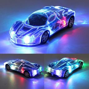 img 3 attached to Haktoys Remote Control Light Up Cars 2-Pack Модернизированные 2,4 ГГц гоночные спортивные автомобили RC Радиоуправляемые игрушечные машинки в масштабе 1:24 с яркими и красочными мигающими огнями - два игрока могут играть вместе
