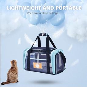 img 3 attached to 🐾 Ultralight Dog Carrier, Cat Carriers for Medium Cats Under 25 lbs, Portable Bunny Carrier, Collapsible Cat Carrier for Two Cats, Ideal Airline Approved Cat Travel Carrier - Blue