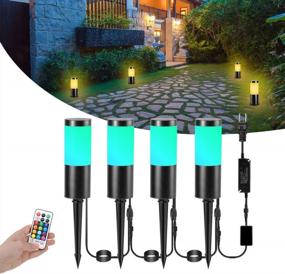 img 4 attached to ECOWHO Color Changing Pathway Lights For Outdoor Landscaping - LED RGB Holiday Lights With IP65 Waterproofing For Yard, Patio, Driveway, And Lawn - Pack Of 4