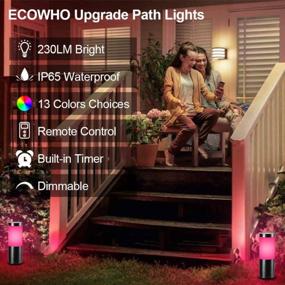 img 1 attached to ECOWHO Изменяющие цвет дорожные светильники для наружного ландшафтного дизайна - Светодиодные праздничные светильники RGB с гидроизоляцией IP65 для двора, патио, подъездной дорожки и газона - упаковка из 4 штук