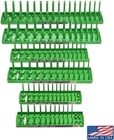 img 2 attached to 🔧 Hansen Global 92001 2-Row Socket Tray Set - 6-Pieces, Green: Organize SAE & Metric Sockets Efficiently