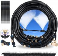 outdoor misting cooling system with 50ft tube, 20 nozzles & 3/4" adapter for garden patio greenhouse trampoline - hourleey mister system логотип