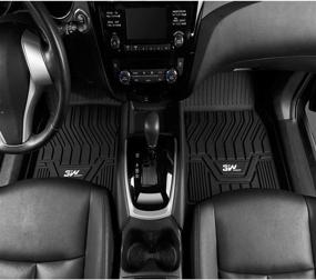 img 3 attached to 🚗 Custom Fit TPE All Weather Floor Mats for Nissan Rogue 2014-2020, 1st and 2nd Row Car Mats - Black (NOT for Nissan Rogue Sports)