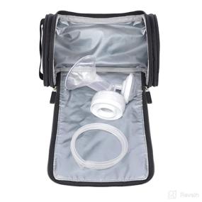 img 1 attached to 👜 Kiinde Ariya Wet/Dry Bag for Breast Pump Parts Storage with Staging Mat, Maintains Hygiene, Sleek Black Design with Waterproof Grey Interior, Collapsible and Machine-Washable