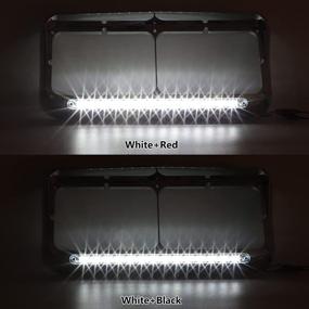 img 2 attached to 🚛 Partsam 2x Chrome Headlight Bezels with 12-inch Clear/White LED Light Strip Bar and Visors - Compatible Replacement for Kenworth T400 T600 T800 W900B W900L Peterbilt 378 379 Western Star 4900 Freightliner Semi Trucks