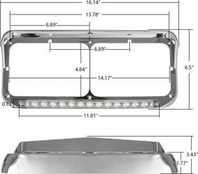img 1 attached to 🚛 Partsam 2x Chrome Headlight Bezels with 12-inch Clear/White LED Light Strip Bar and Visors - Compatible Replacement for Kenworth T400 T600 T800 W900B W900L Peterbilt 378 379 Western Star 4900 Freightliner Semi Trucks