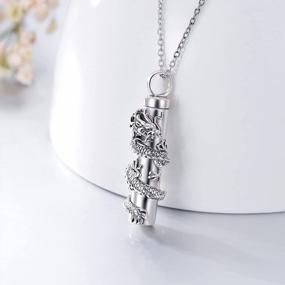 img 3 attached to 925 Sterling Silver Dragon/Angel Wing Cremation Urn Necklace For Ashes Keepsake Memorial Jewelry Gift For Women Men