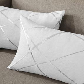img 3 attached to Stylish And Comfortable: 2-Pack Decorative Lumbar Throw Pillow Covers For Sofa And Bed, 12X20 Inches, Square White Luxury Pillows