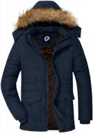 men's warm winter coat: farvalue fleece-lined parka hooded puffer jacket logo