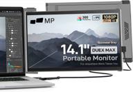 portable gunmetal 14.1" second monitor for laptop, 1920x1080p, swivel adjustment, laptop monitor extender logo