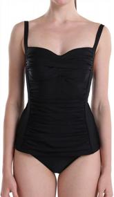 img 2 attached to Flattering And Functional: Women'S Two Piece Tankini Swimsuit With Tummy Control And Ruched Tank Top