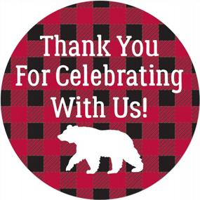 img 4 attached to Custom Buffalo Check Lumberjack Party Favor Stickers - Set Of 40 Labels