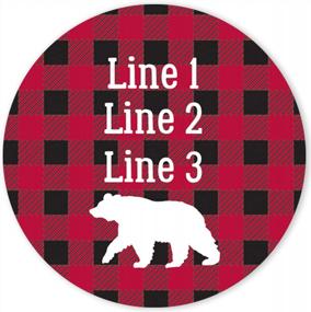 img 1 attached to Custom Buffalo Check Lumberjack Party Favor Stickers - Set Of 40 Labels
