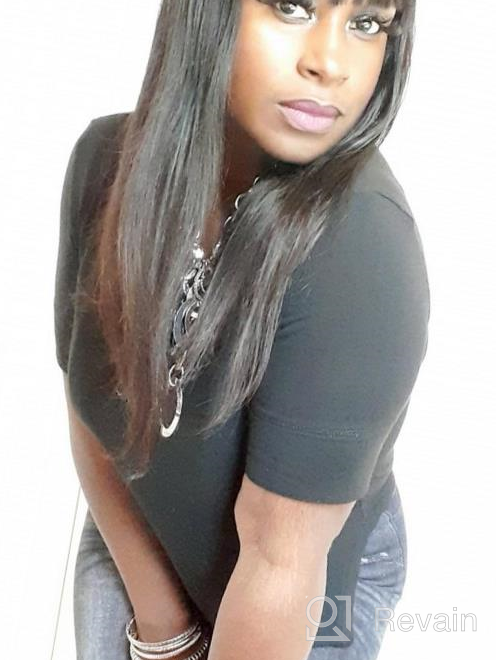 img 1 attached to 150% Density Remy Brazilian Straight Human Hair Wig With Bangs - Pizazz 9A Lace Front Wig For Black Women review by Mike Cooper