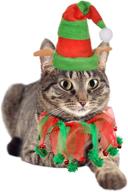 🐱 vehomy cat christmas costume set - elf hat and bell collar xmas pet accessories for cat and puppy, 2 pieces logo