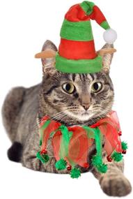 img 4 attached to 🐱 Vehomy Cat Christmas Costume Set - Elf Hat and Bell Collar Xmas Pet Accessories for Cat and Puppy, 2 Pieces