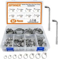 52pcs 6-51mm stainless steel worm gear pipe clamps assortment kit with 2pcs socket wrench for plumbing, automotive and mechanical application - ispinner hose clamps logo