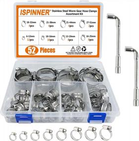 img 4 attached to 52Pcs 6-51Mm Stainless Steel Worm Gear Pipe Clamps Assortment Kit With 2Pcs Socket Wrench For Plumbing, Automotive And Mechanical Application - ISPINNER Hose Clamps