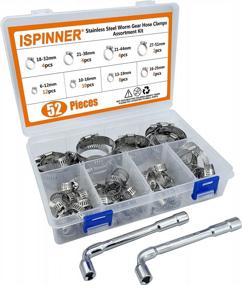 img 1 attached to 52Pcs 6-51Mm Stainless Steel Worm Gear Pipe Clamps Assortment Kit With 2Pcs Socket Wrench For Plumbing, Automotive And Mechanical Application - ISPINNER Hose Clamps