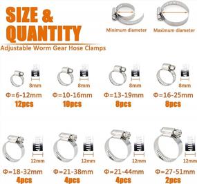 img 3 attached to 52Pcs 6-51Mm Stainless Steel Worm Gear Pipe Clamps Assortment Kit With 2Pcs Socket Wrench For Plumbing, Automotive And Mechanical Application - ISPINNER Hose Clamps