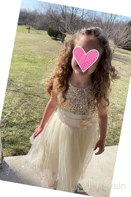 img 1 attached to Sparkling Uhnice Sequin Sleeveless Tulle Flower Girls' Dresses - Stylish Clothing for Little Ones! review by Troy Henkhaus