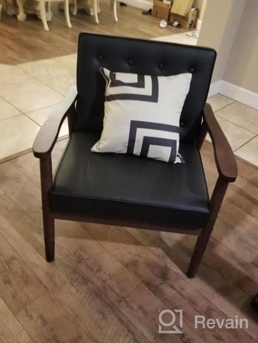 img 1 attached to Retro Modern Accent Chair With Wooden Arms, Upholstered And Tufted Backrest, And Spacious 24.4" X 18.3" Seat Size From JIASTING review by Delos Rodeo