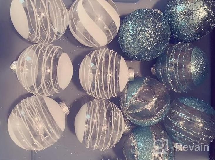 img 1 attached to Sparkling Set Of 25 Clear Shatterproof Christmas Ball Ornaments - Hanging Decorations For Xmas Tree, Weddings, Parties - Glitzy Light Blue Glitter Design - 60Mm/2.36 Inch Size review by Katrina Harrison