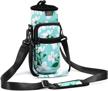 portable water bottle carrier bag with adjustable hand strap & 2 pockets - perfect for hiking, travelling & camping! logo