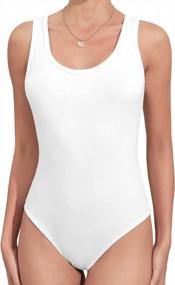 img 4 attached to Soft And Comfortable Bodysuits For Women: V-Neck And Scoop Neck Sleeveless Tank Tops By MANGDIUP