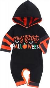 img 4 attached to WALSONER Baby Boy Halloween Hoodie Romper: Spooky Stripes And Skulls Jumpsuit For A BOOtiful First Halloween