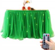 green 10ft oakhaomie table skirt with 15pcs string lights for party, wedding & home decoration logo