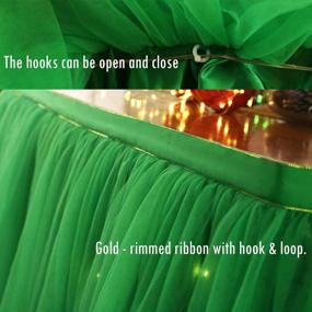 img 3 attached to Зеленая 10-футовая настольная юбка OakHaomie с 15-ю гирляндами для вечеринки, свадьбы и украшения дома