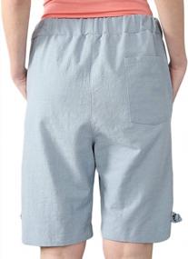 img 3 attached to Women'S Plus Size Linen Bermuda Shorts Casual Capris With Pockets