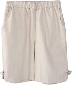 img 1 attached to Women'S Plus Size Linen Bermuda Shorts Casual Capris With Pockets