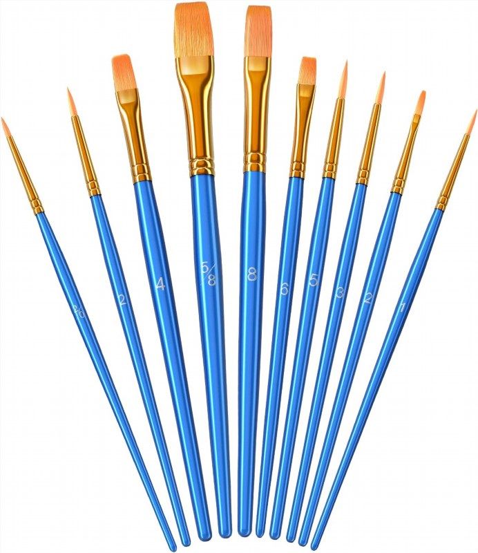 AROIC Acrylic Paint Brush Set, 6 Packs / 60 Pcs Nylon Hair Brushes for All Purpose Oil Watercolor Painting Artist Professional Kits