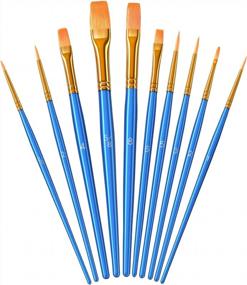 img 4 attached to Heartybay 10Pcs Paint Brushes - Perfect For Acrylic, Watercolor, Easter Eggs, Face Painting, And Detail Work