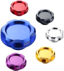 img 1 attached to Dewhel Billet Engine Oil Fuel Filler Tank Cap Cover - Purple, for Honda Acura Civic TL