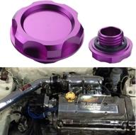 dewhel billet engine oil fuel filler tank cap cover - purple, for honda acura civic tl logo
