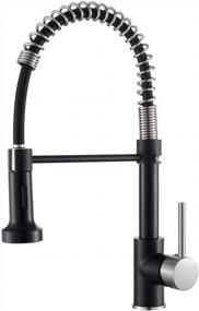 img 4 attached to Modern Low Lead Single Handle Kitchen Faucet - OWOFAN Pull Down Sprayer In Brass Black & Brushed Nickel.