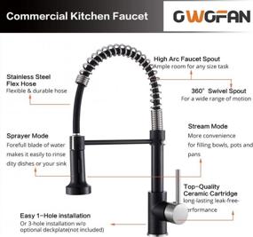 img 1 attached to Modern Low Lead Single Handle Kitchen Faucet - OWOFAN Pull Down Sprayer In Brass Black & Brushed Nickel.