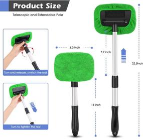 img 3 attached to AstroAI Windshield Cleaner: Premium Microfiber Car Window Cleaner Kit with 4 Reusable Pads and Extendable Handle - Green