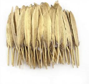 img 3 attached to 50 красочных золотых гусиных перьев размером 4-6 дюймов для искусства, ремесел и украшения вечеринок, аксессуары для одежды - утиные перья в мерцающем золоте