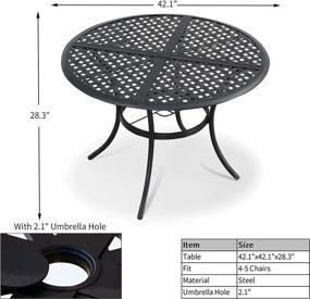 img 3 attached to 42.1X42.1X28.3In Round Outdoor Dining Table With Umbrella Hole All Weather Steel Frame Metal Patio Bistro Table For Festival, Black