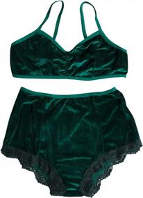 img 3 attached to Women'S Vintage Velvet Lingerie Set - US 6-8/Tag Size M, Green