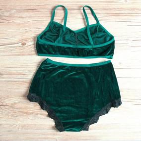 img 2 attached to Women'S Vintage Velvet Lingerie Set - US 6-8/Tag Size M, Green