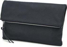 img 2 attached to Faux Leather Envelope Clutch Purse For Women - Elegant Evening Bag With Zipper Foldover For Party, Prom, Wedding