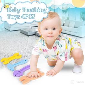 img 1 attached to Eizigon Toddlers Teething Silicone Non Toxic